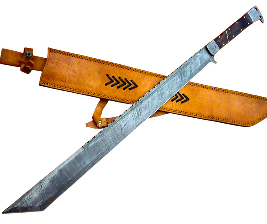 Custom Hand Forged Damascus Steel Machete Sword/ Tanto/ GLADIOUS Hunting Sword
