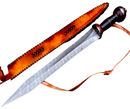 Custom Damascus Steel Greek DOLCH Sword / Roman Sword / Dagger / GLADIOUS Sword 27" Long