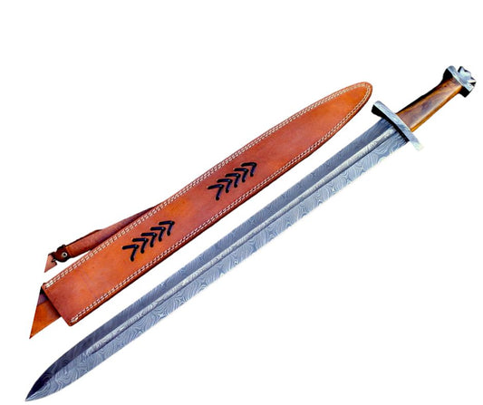 Custom Damascus Steel / Sword / Dagger / Celtic Sword 32" Long GLADIOUS Sword Camping Sword