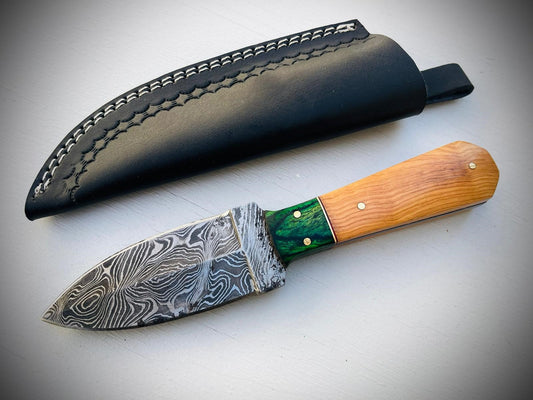 Damascus Steel Dragon's Breath Knives special edition for outdoor knife fixed blade olive wood knife skinner Dagger knife for hunting and camping knife KG08