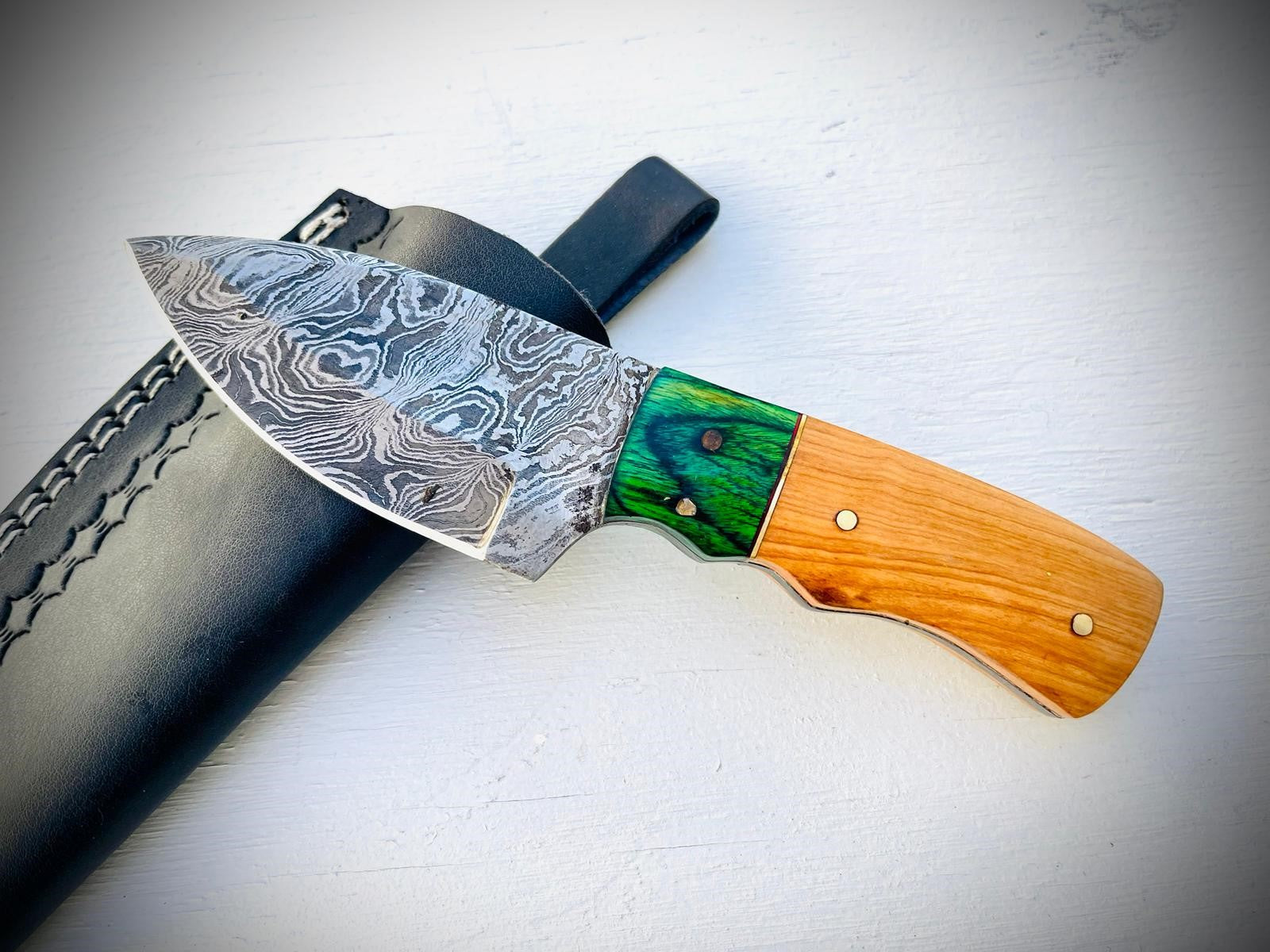 Damascus Hunting Knife, Damascus Fixed Blade Knife, Damascus