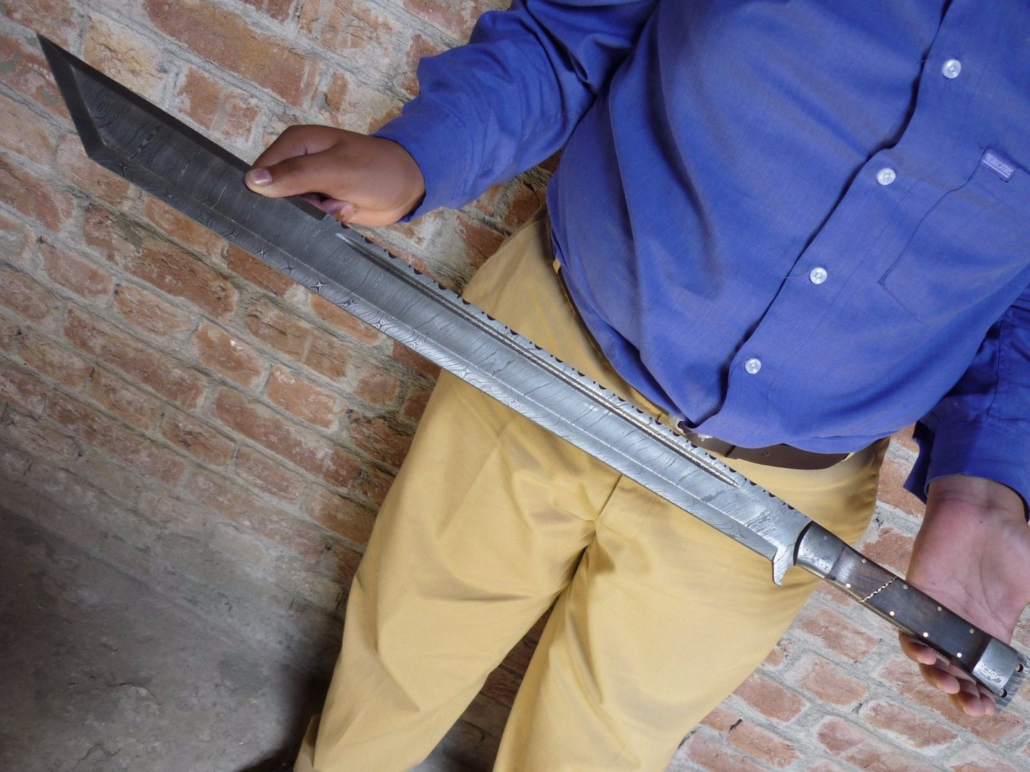 Custom Hand Forged Damascus Steel Machete Sword/ Tanto/ GLADIOUS Hunting Sword