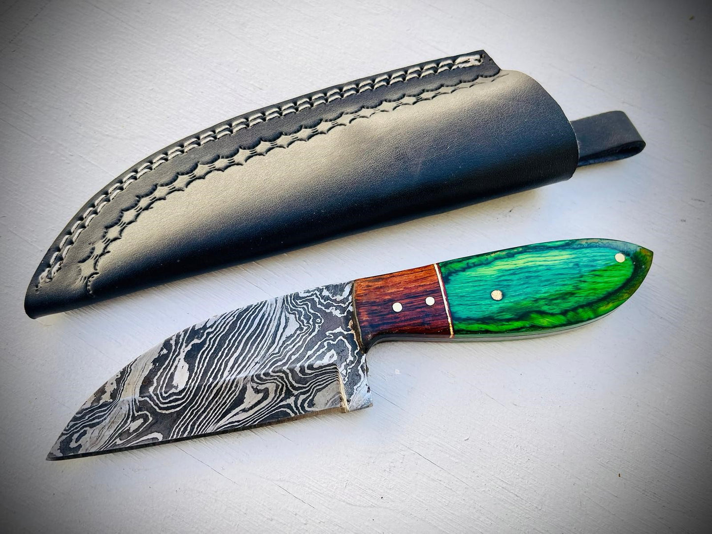 Damascus Steel Thunderbolt Cutlass special edition for outdoor knife fixed blade pocket knife skinner knife for hunting and camping knife KG04