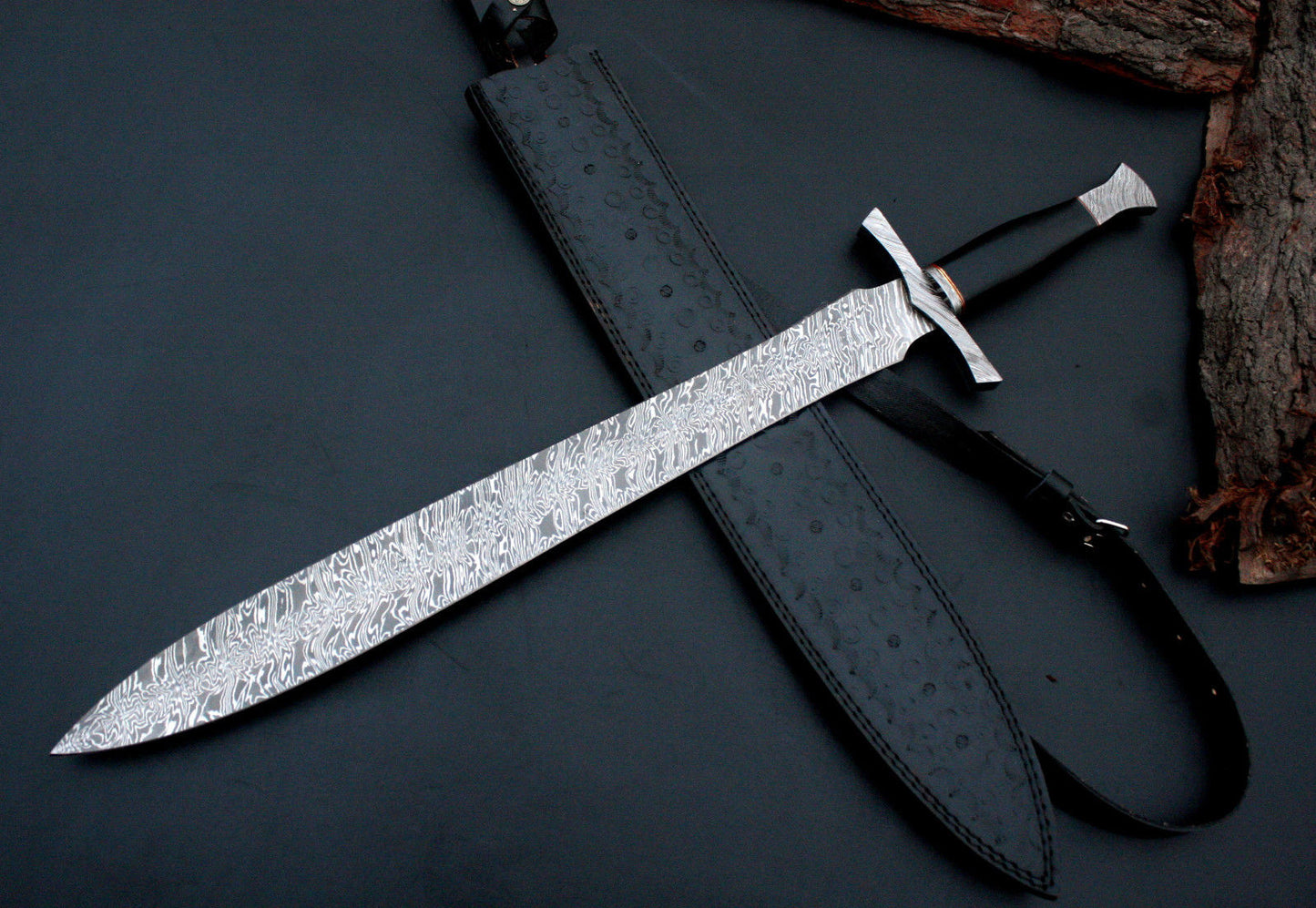 Ultimate Forged Damascus Steel French / Sword / Dagger / GLADIOUS Sword 31" Long