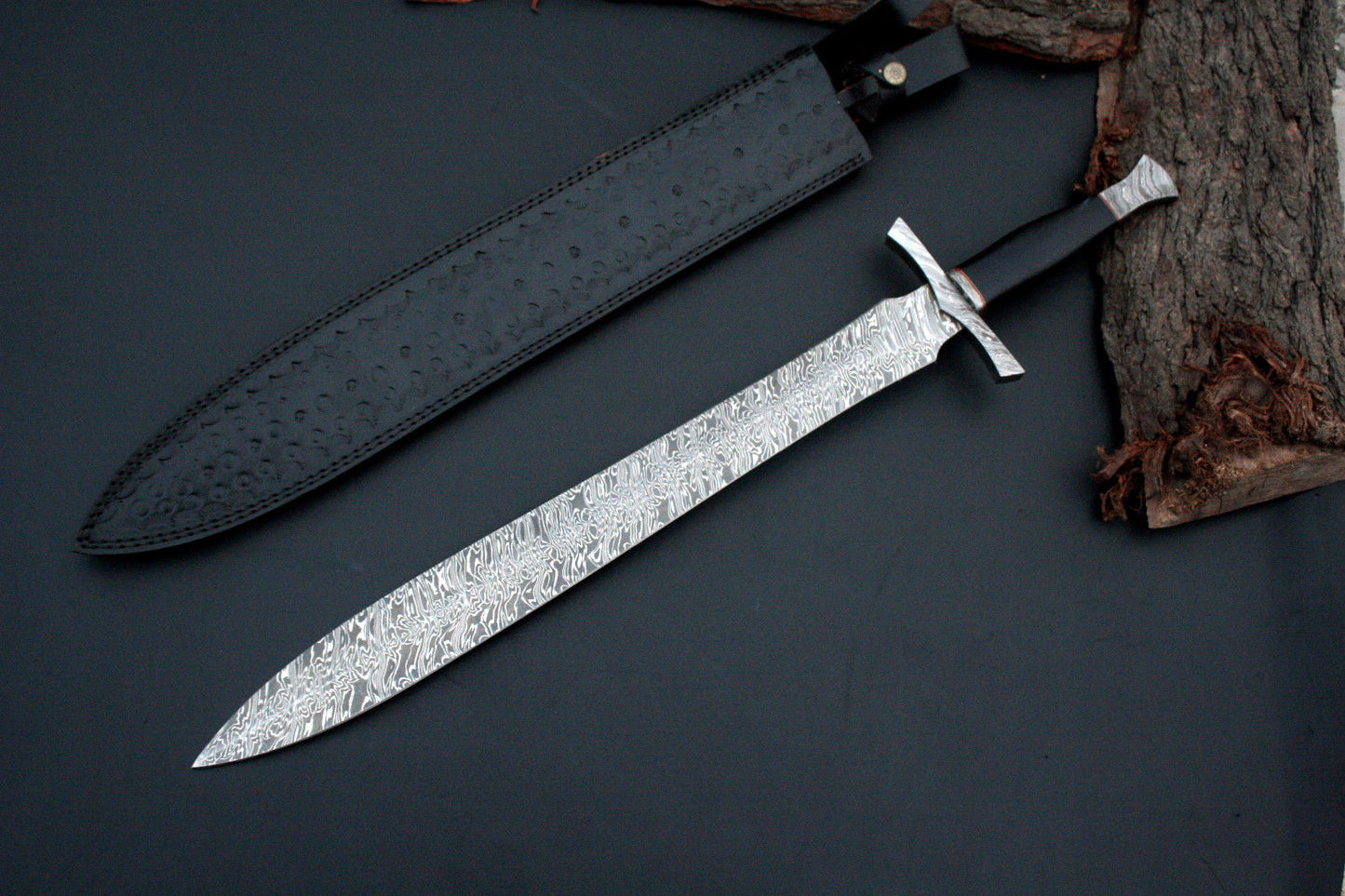 Ultimate Forged Damascus Steel French / Sword / Dagger / GLADIOUS Sword 31" Long